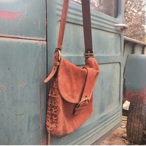 Vintage Coach Cross Body Suede Leather Bag